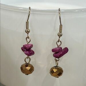 Elegant Gold and Pink Dangle Earrings